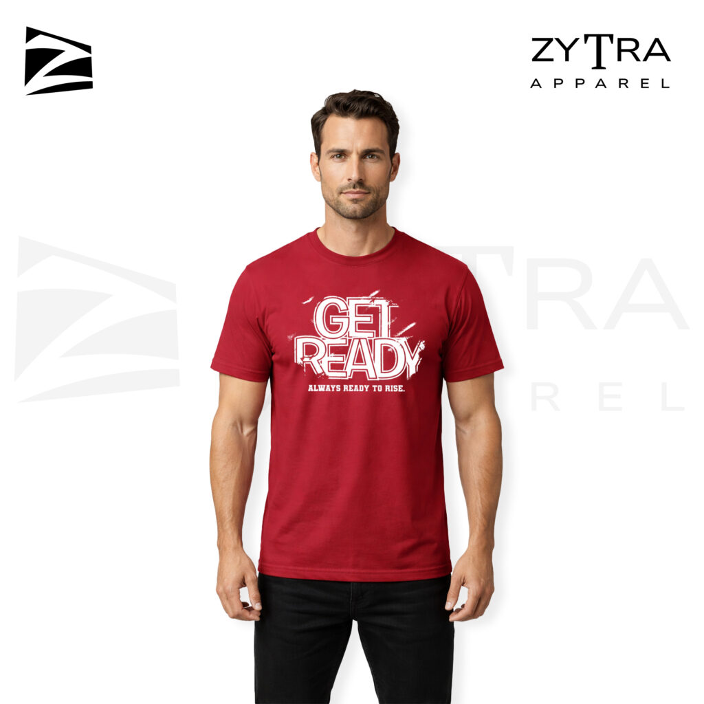 red printed t shirt for men get ready zytra